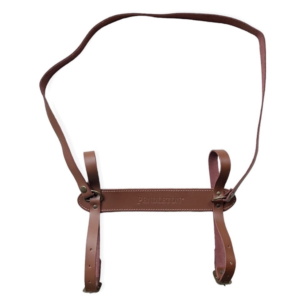 PENDLETON Brown Leather Adjustable Blanket Carrier